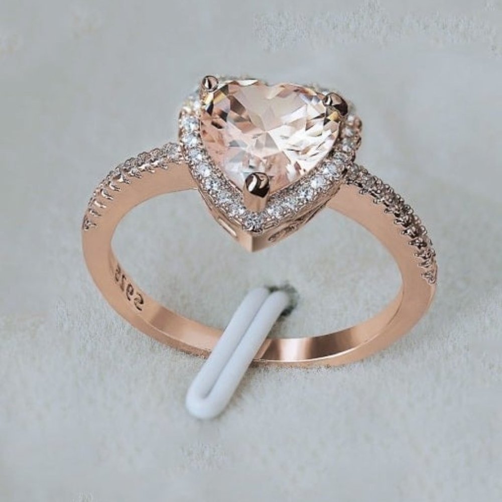 Rose Gold Plated Champagne Cubic Zirconia Ring